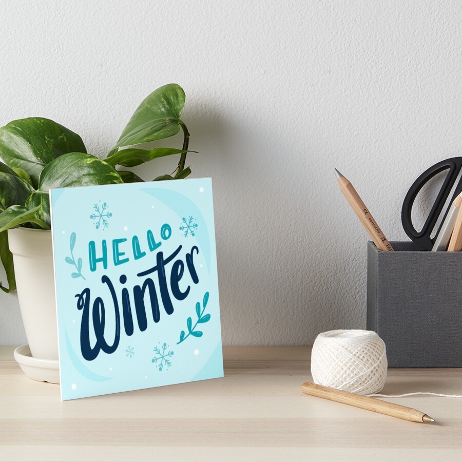 Hello Winter (Art Print) Art Board Print - unicorn fantasy design by HackerLooks