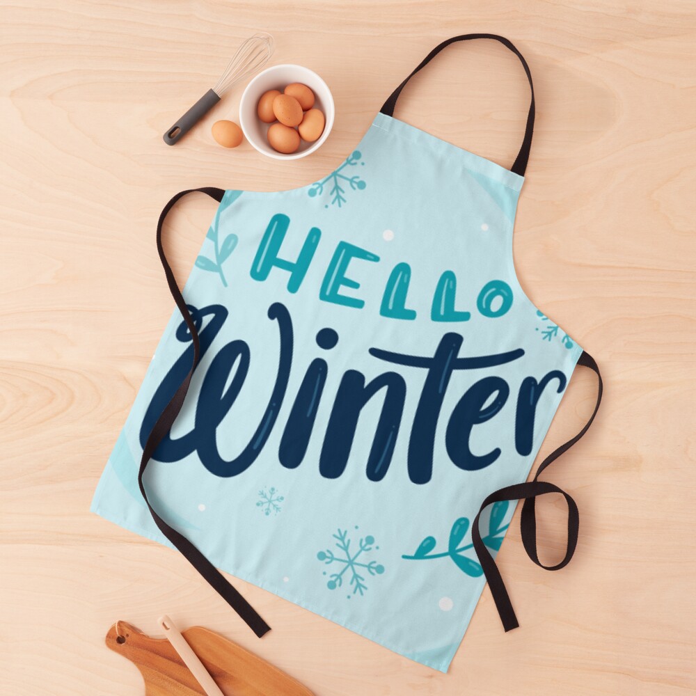 Hello Winter (Art Print) Apron - unicorn fantasy design by HackerLooks