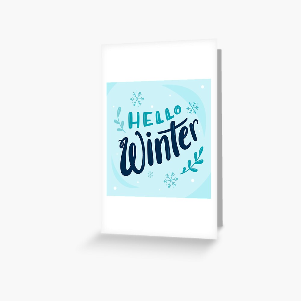 Hello Winter (Art Print) Greeting Card - unicorn fantasy design by HackerLooks