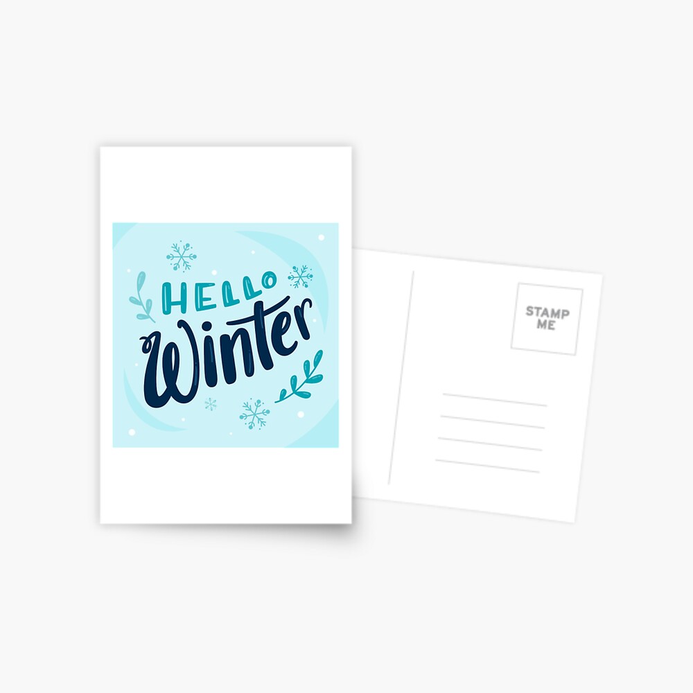 Hello Winter (Art Print) Postcard - unicorn fantasy design by HackerLooks
