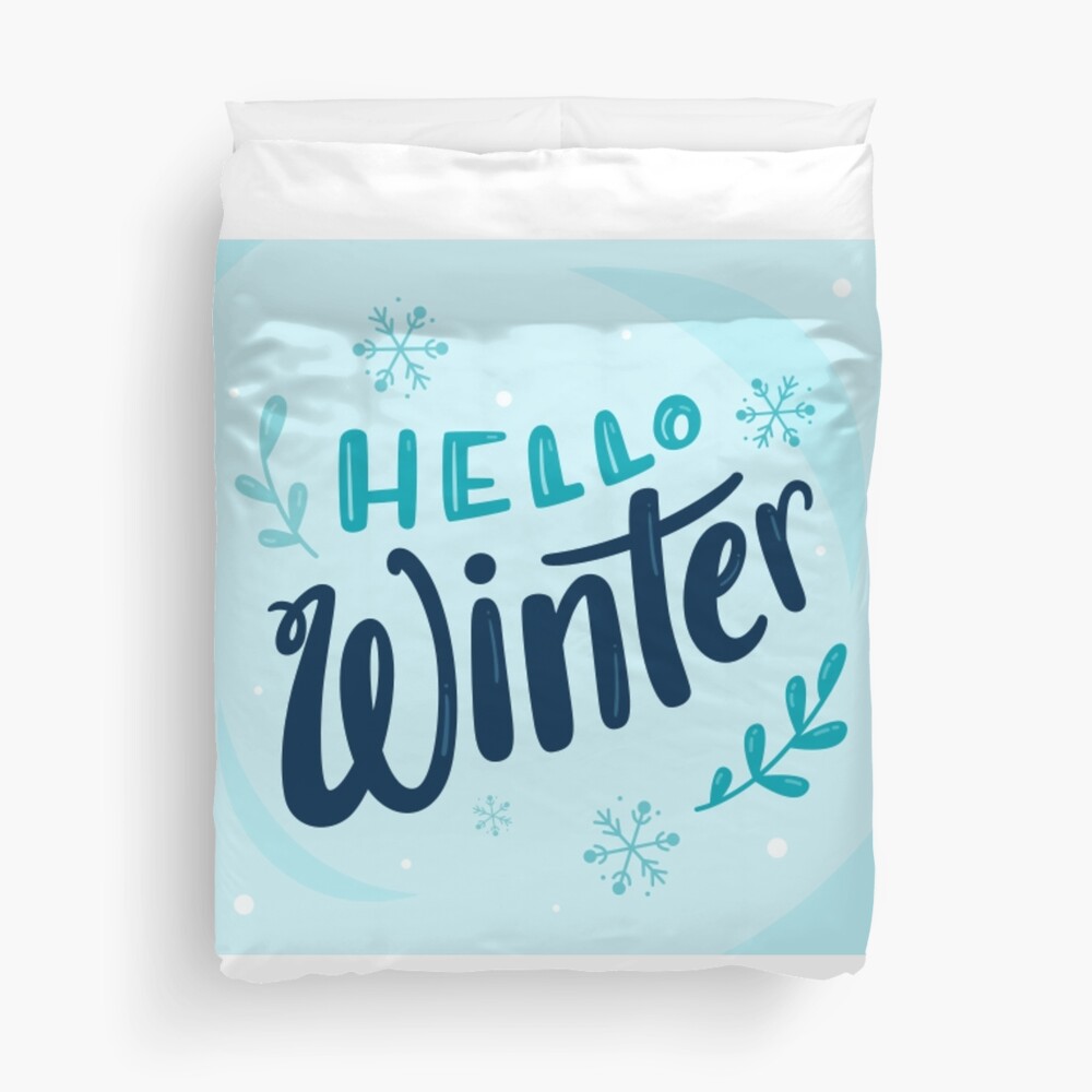 Hello Winter (Art Print) Duvet Cover - unicorn fantasy design by HackerLooks