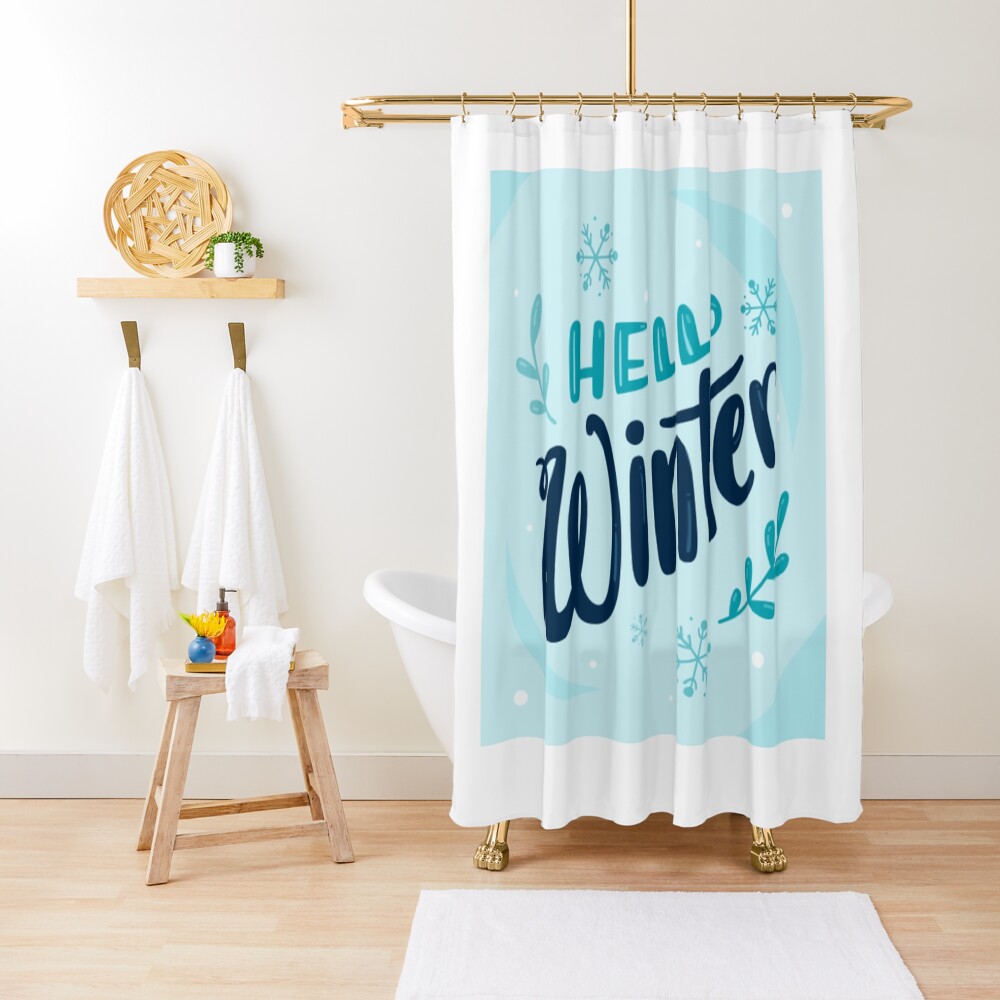 Hello Winter (Art Print) Shower Curtain - unicorn fantasy design by HackerLooks