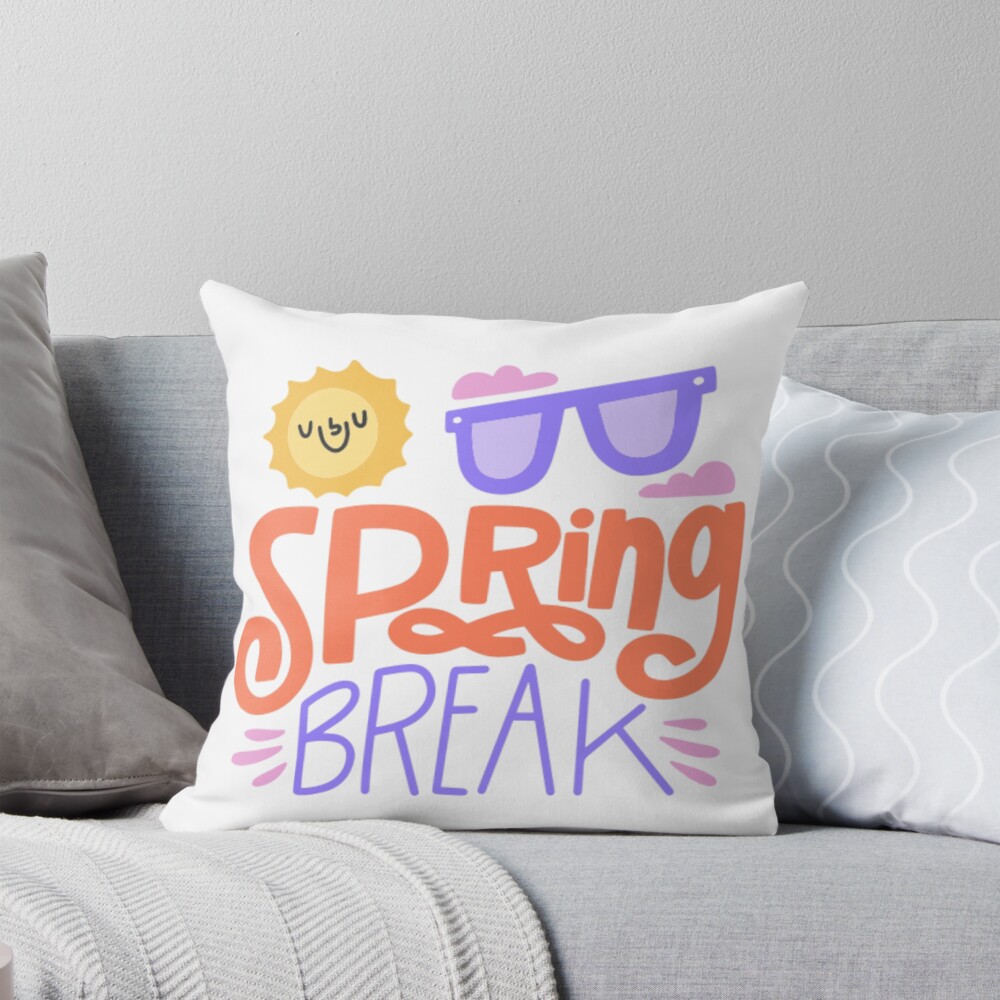 Spring Break Throw Pillow - cute pet design by HackerLooks