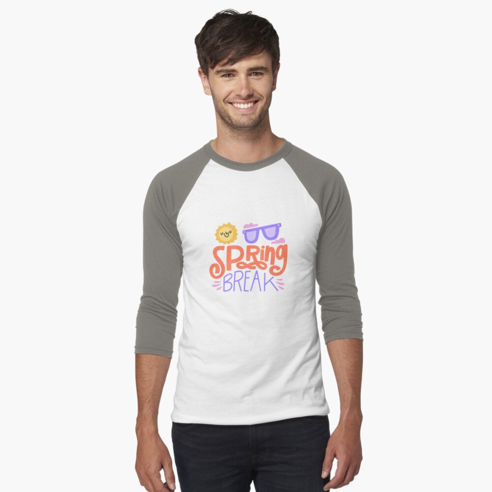 Spring Break Baseball ¾ Sleeve T-Shirt - cute pet design by HackerLooks