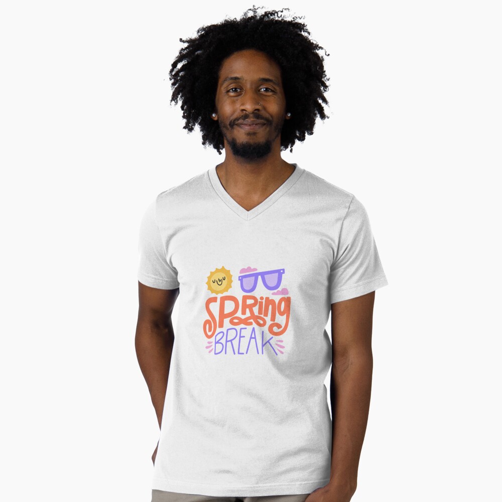 Spring Break V-Neck T-Shirt - cute pet design by HackerLooks