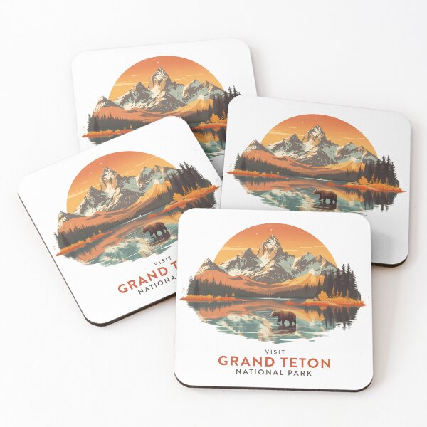 Item preview, Grand Teton National Park Retro Autumn | Grizzly Bear Fishing Gift designed and sold by LoliDesignShop.