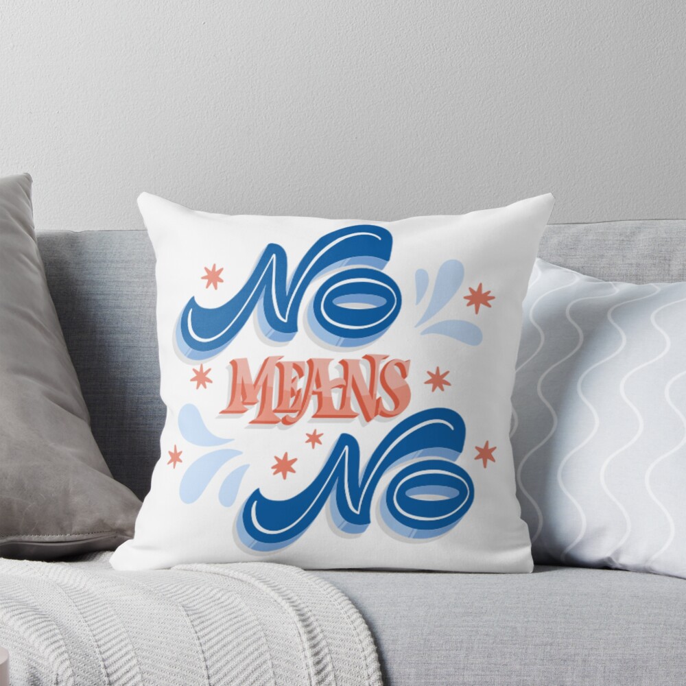 No Means No Throw Pillow - programmer humor design by HackerLooks
