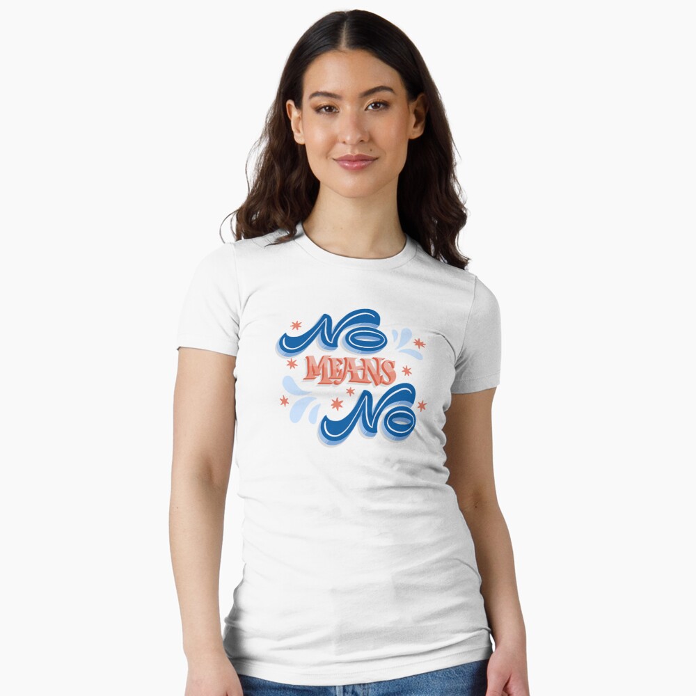 No Means No Fitted T-Shirt - programmer humor design by HackerLooks