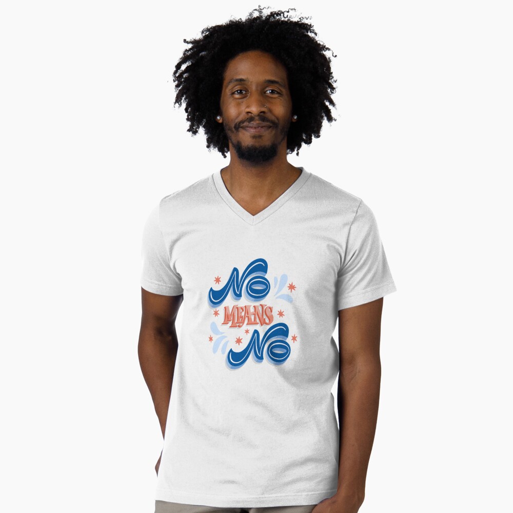 No Means No V-Neck T-Shirt - programmer humor design by HackerLooks