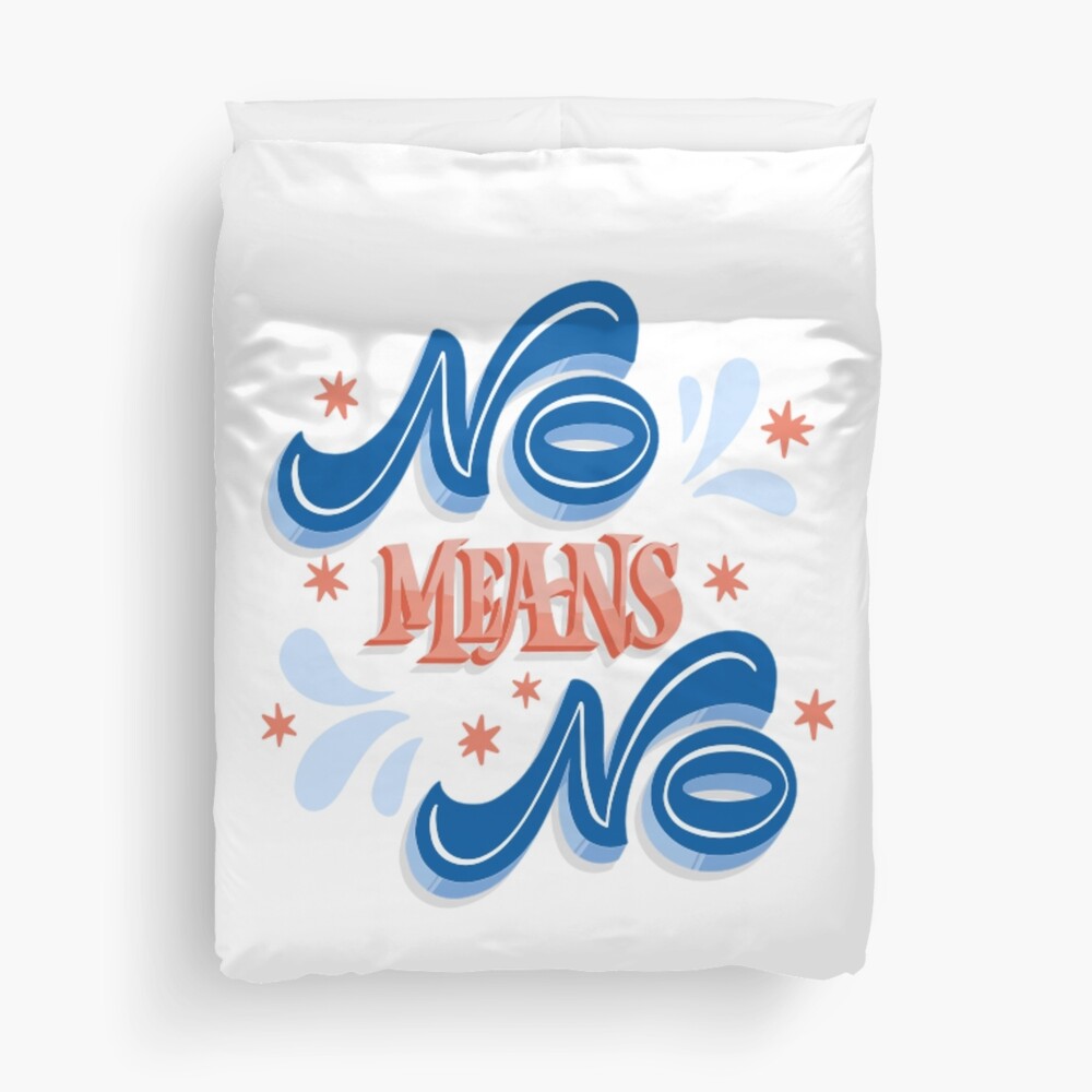 No Means No Duvet Cover - programmer humor design by HackerLooks