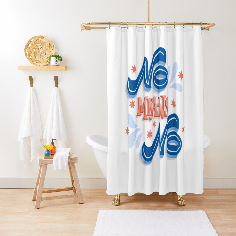 No Means No Shower Curtain - programmer humor design by HackerLooks