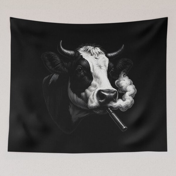Item preview, Vape Cow – Black and White Vape Art Illustration designed and sold by House of Taste Vape Designs.
