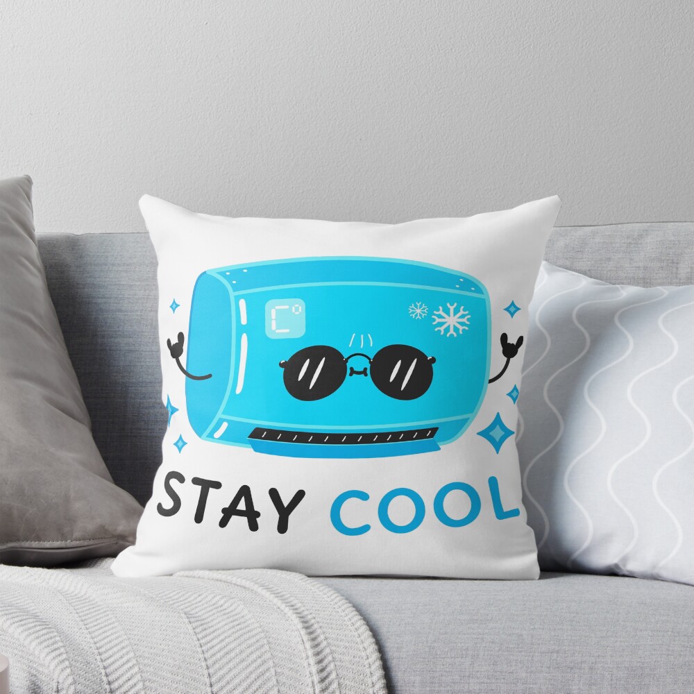 Stay Cool Throw Pillow - cute pet design by HackerLooks
