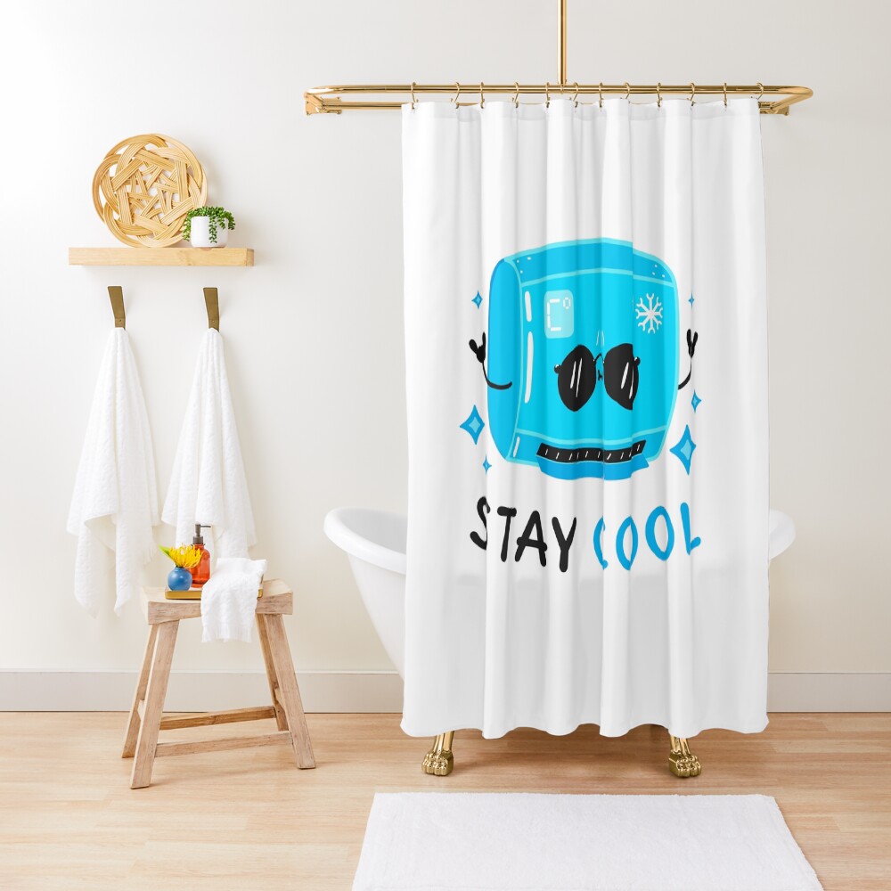 Stay Cool Shower Curtain - cute pet design by HackerLooks