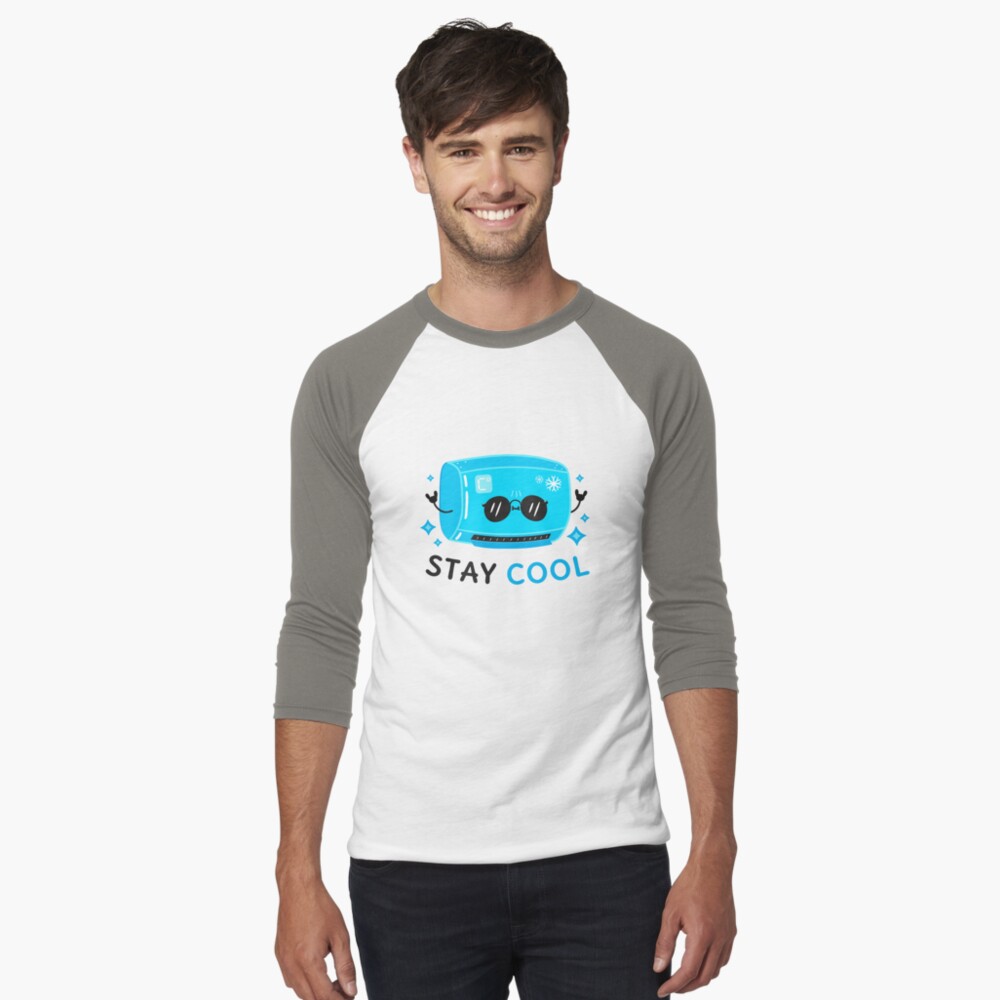 Stay Cool Baseball ¾ Sleeve T-Shirt - cute pet design by HackerLooks