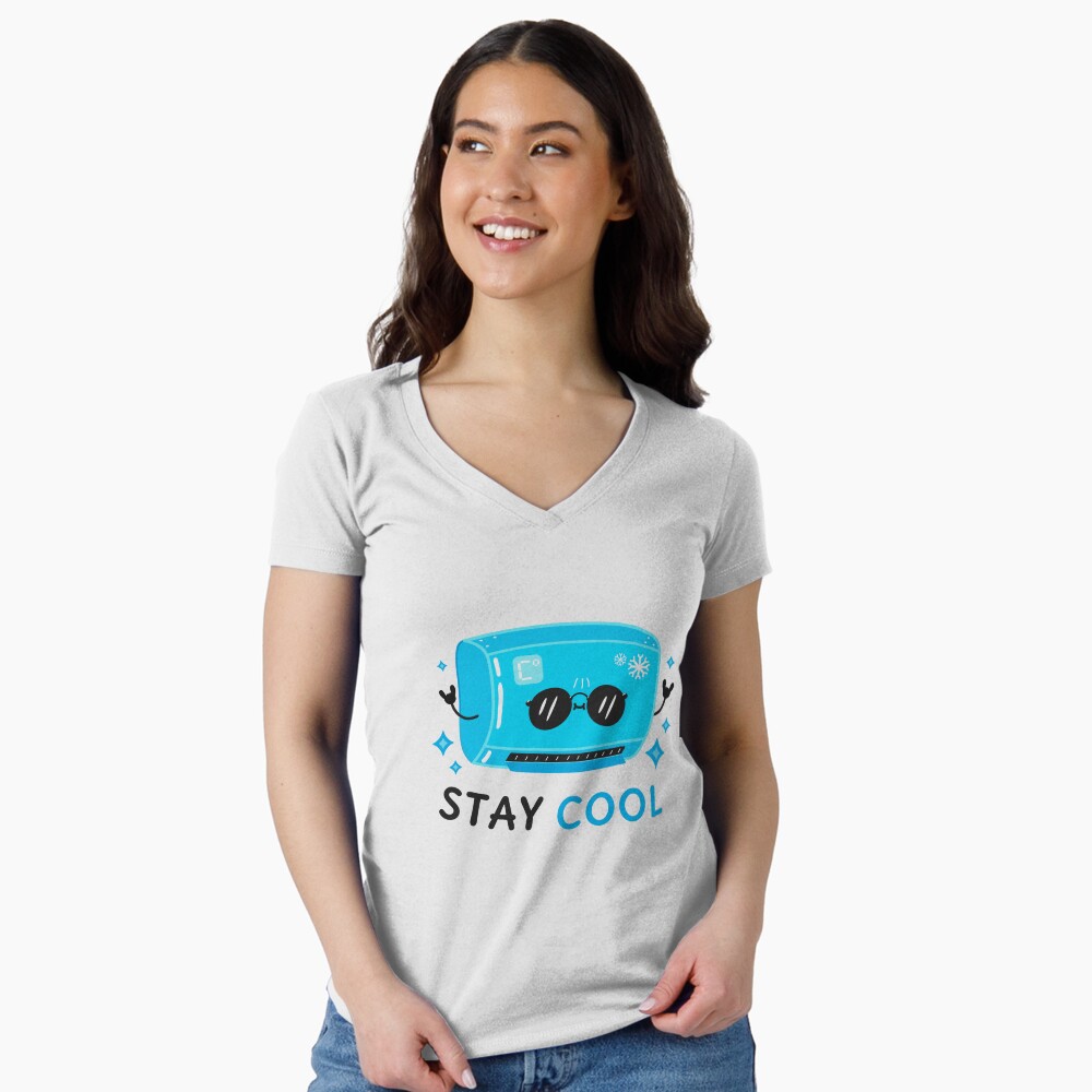Stay Cool Fitted V-Neck T-Shirt - cute pet design by HackerLooks