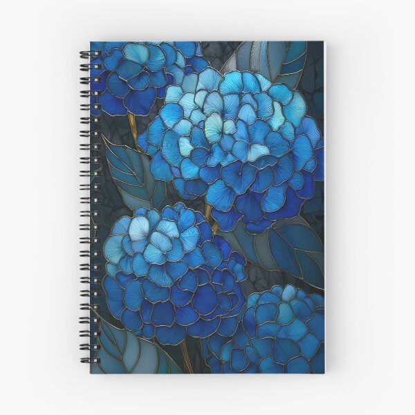 Item preview, Dark Blue Hydrangeas Stained Glass designed and sold by happywkndclub.