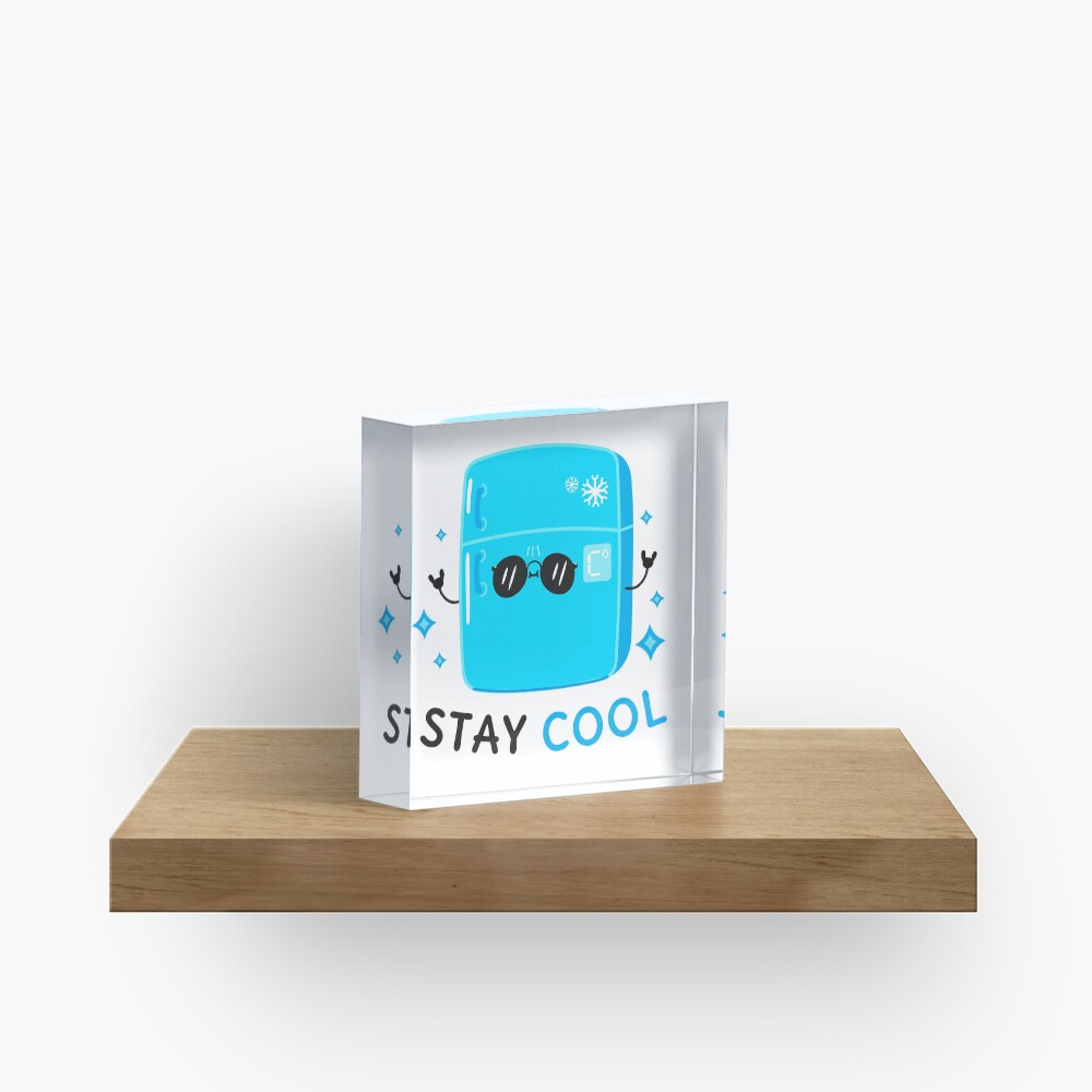 Stay Cool (Sticker) Acrylic Block - cute pet design by HackerLooks