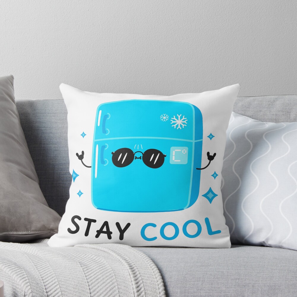 Stay Cool (Sticker) Throw Pillow - cute pet design by HackerLooks