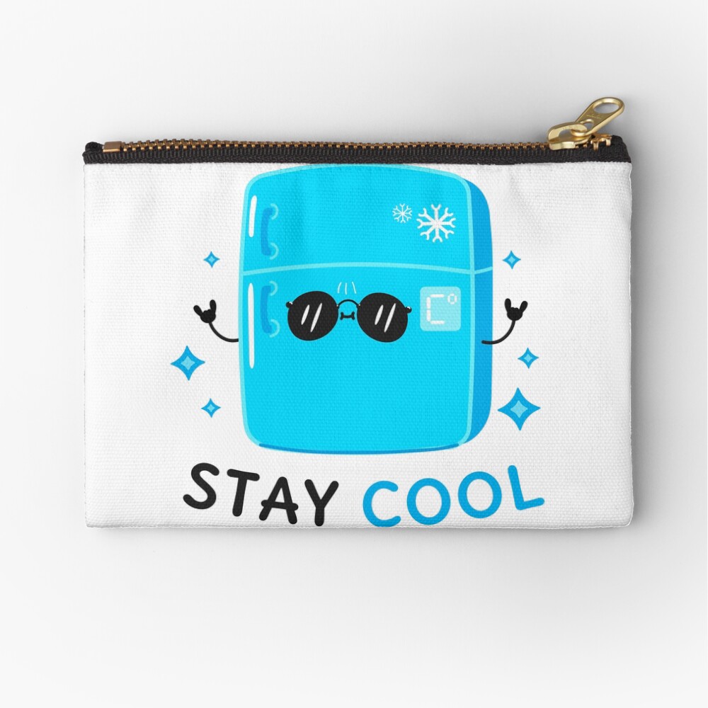 Stay Cool (Sticker) Zipper Pouch - cute pet design by HackerLooks