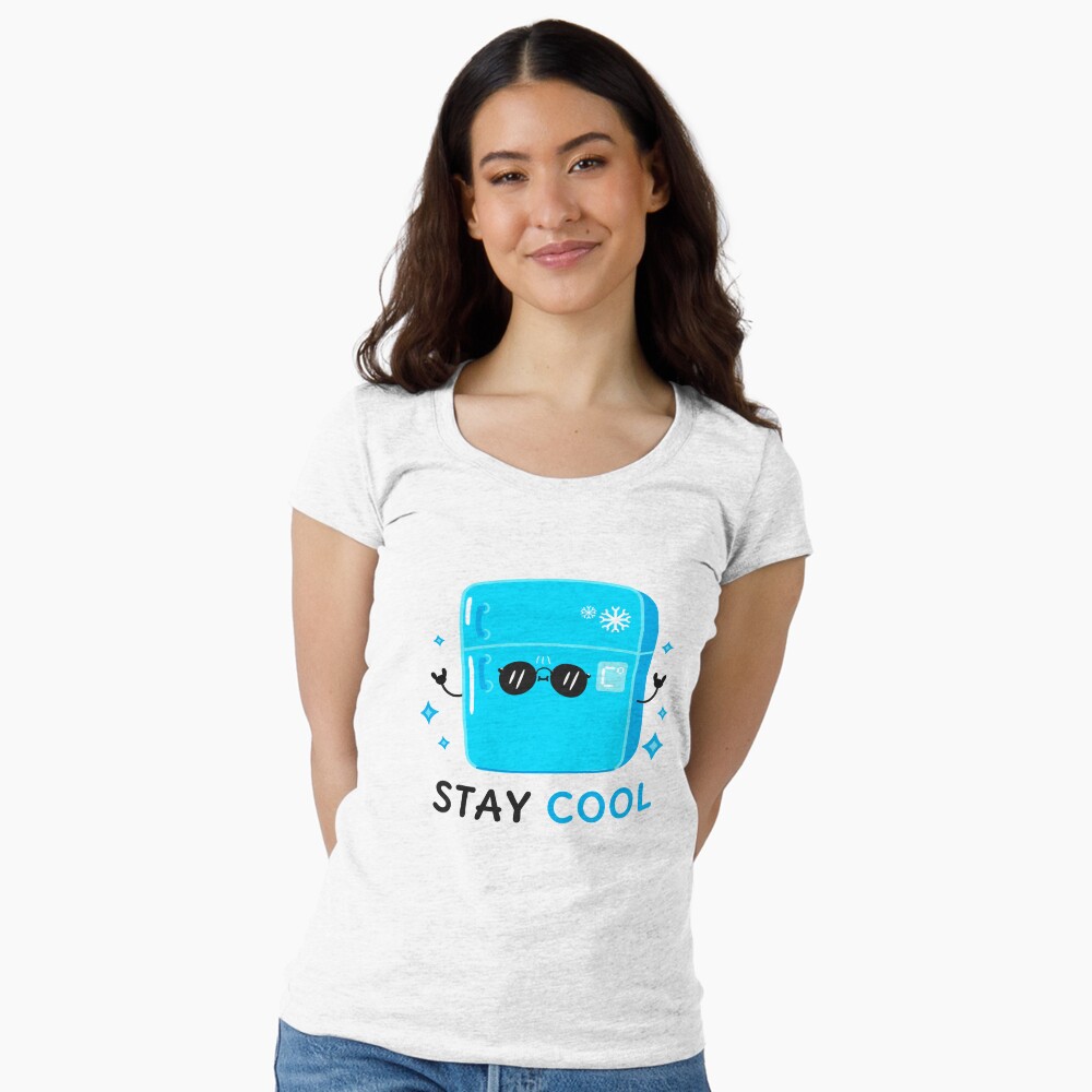 Stay Cool (Sticker) Fitted Scoop T-Shirt - cute pet design by HackerLooks