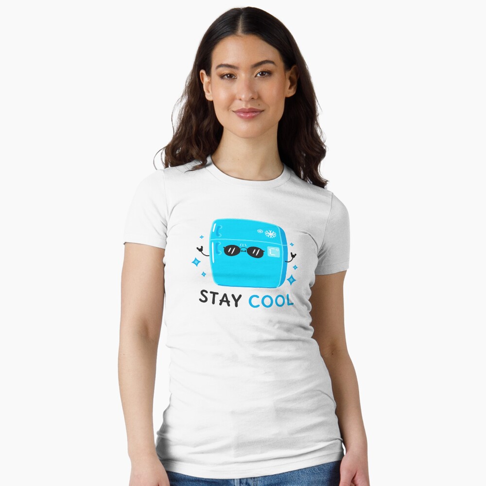 Stay Cool (Sticker) Fitted T-Shirt - cute pet design by HackerLooks