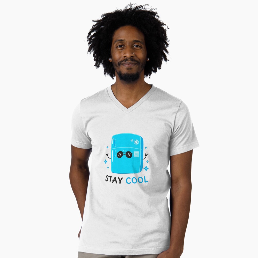 Stay Cool (Sticker) V-Neck T-Shirt - cute pet design by HackerLooks