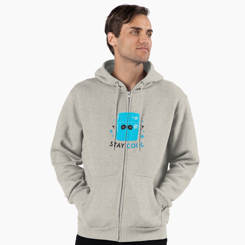 Stay Cool (Sticker) Zipped Hoodie - cute pet design by HackerLooks