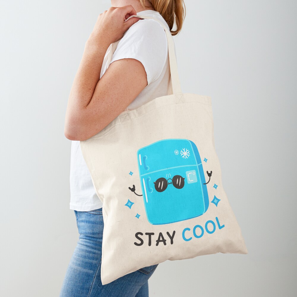 Stay Cool (Sticker) Cotton Tote Bag - cute pet design by HackerLooks