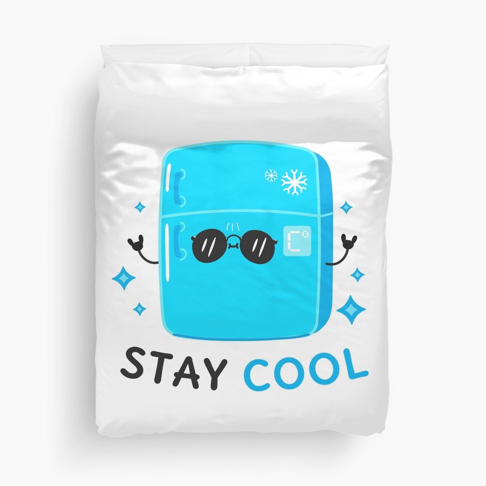 Stay Cool (Sticker) Duvet Cover - cute pet design by HackerLooks