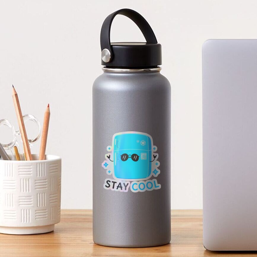 Stay Cool (Sticker) Holographic Sticker - cute pet design by HackerLooks