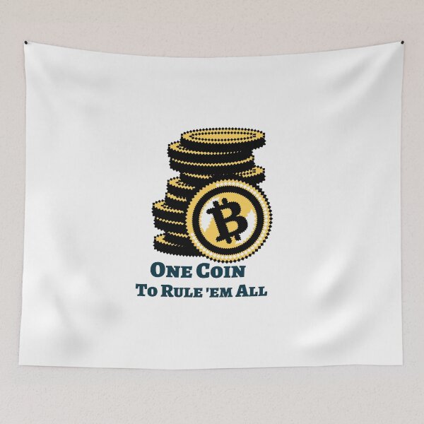 Item preview, One Coin To Rule ‘Em All (8-Bit Bitcoin Graphics) designed and sold by DJRob1337 Productions.