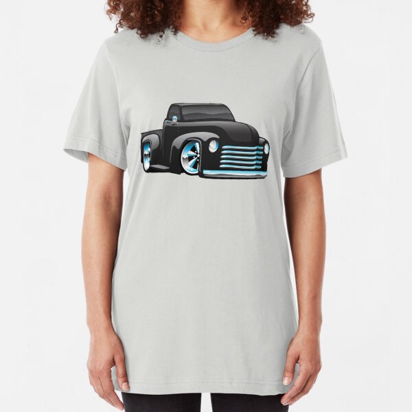 Hot Rod Pickup Truck Cartoon Slim Fit T-Shirt