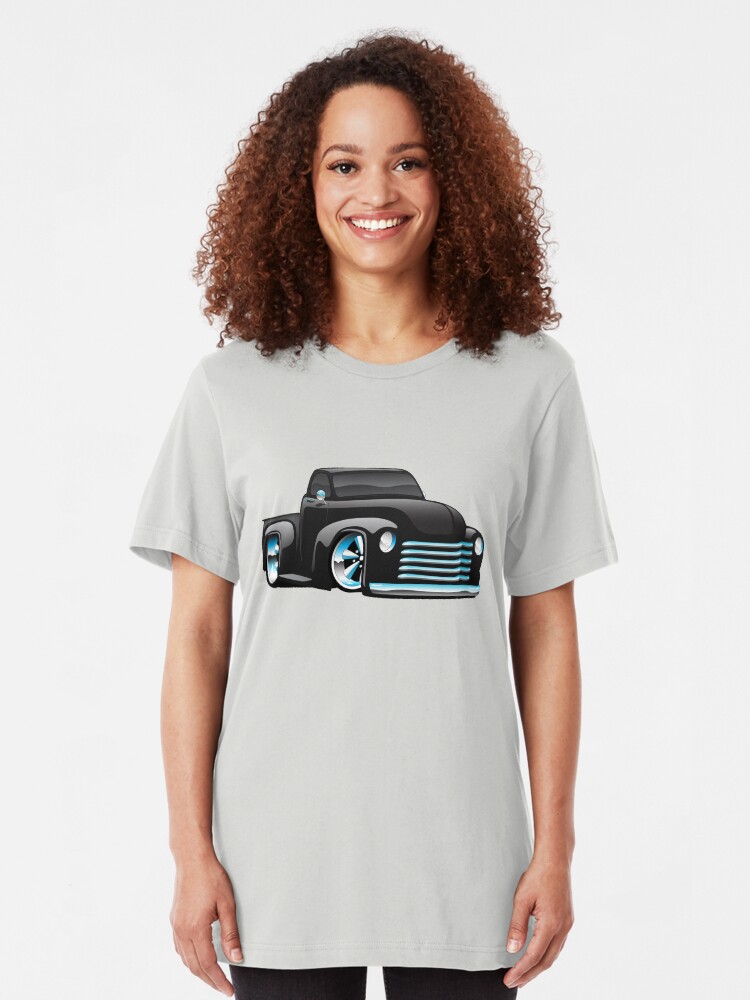 Alternate view of Hot Rod Pickup Truck Cartoon Slim Fit T-Shirt