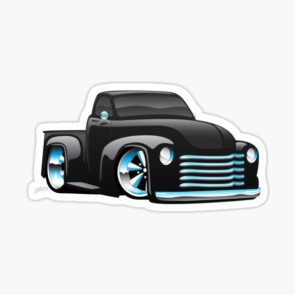 Hot Rod Pickup Truck Cartoon Sticker