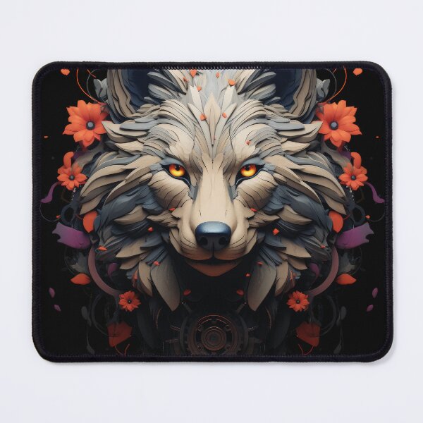 Item preview, Floral Mecha Wolf – Fusion of Nature and Machine designed and sold by Daagath.