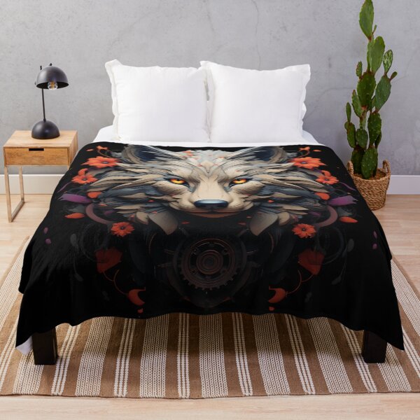 Item preview, Floral Mecha Wolf – Fusion of Nature and Machine designed and sold by Daagath.