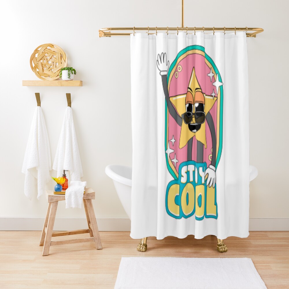 Stay Cool (Magnet) Shower Curtain - cute pet design by HackerLooks