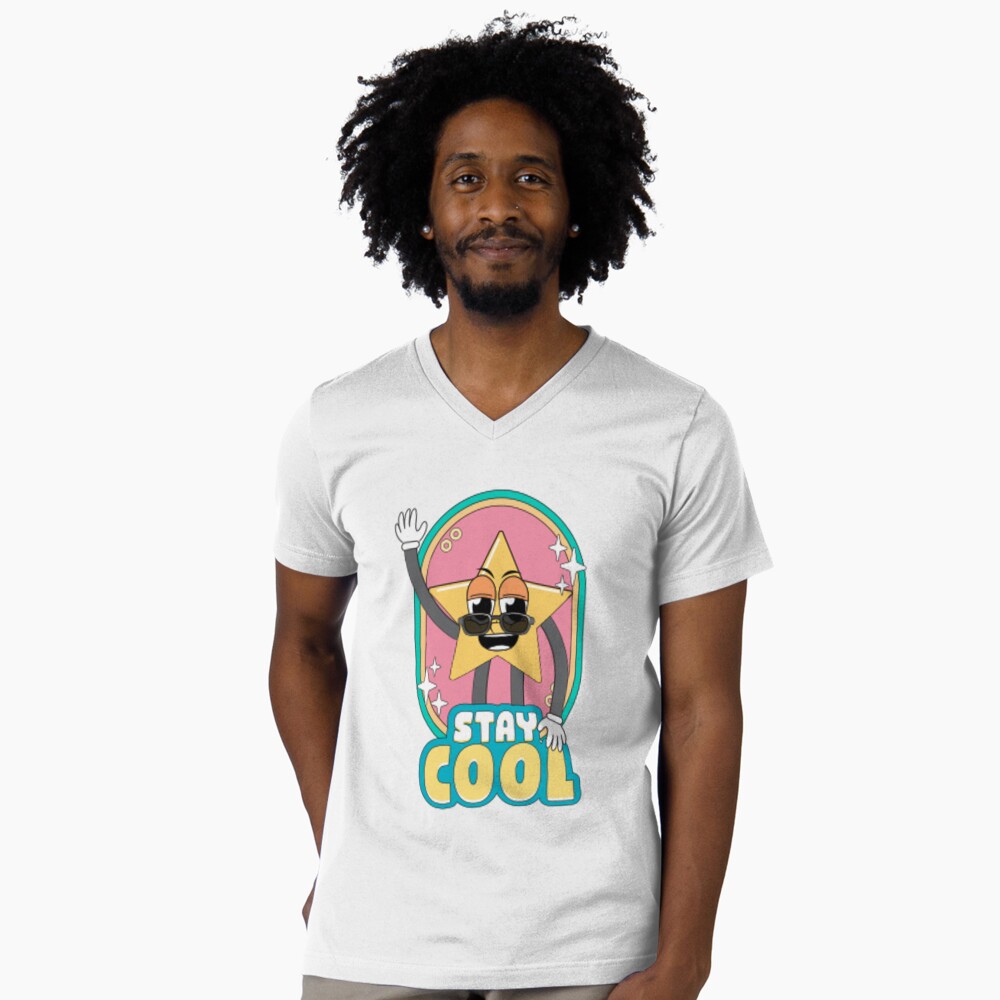 Stay Cool (Magnet) V-Neck T-Shirt - cute pet design by HackerLooks