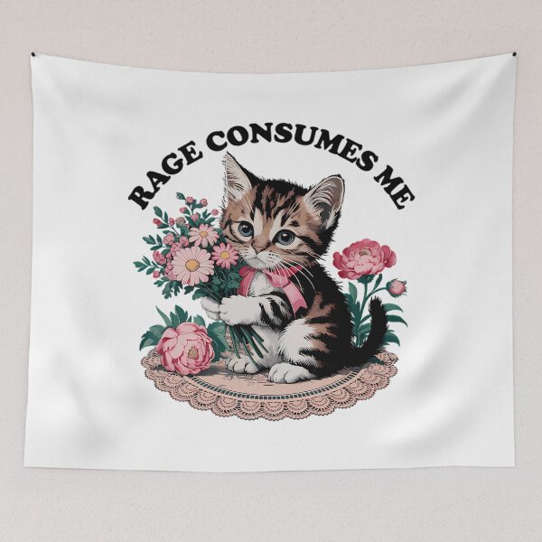 Item preview, Rage Consumes Me Cat Flower Cute Kitty Cat Meme designed and sold by Mason-Pride.