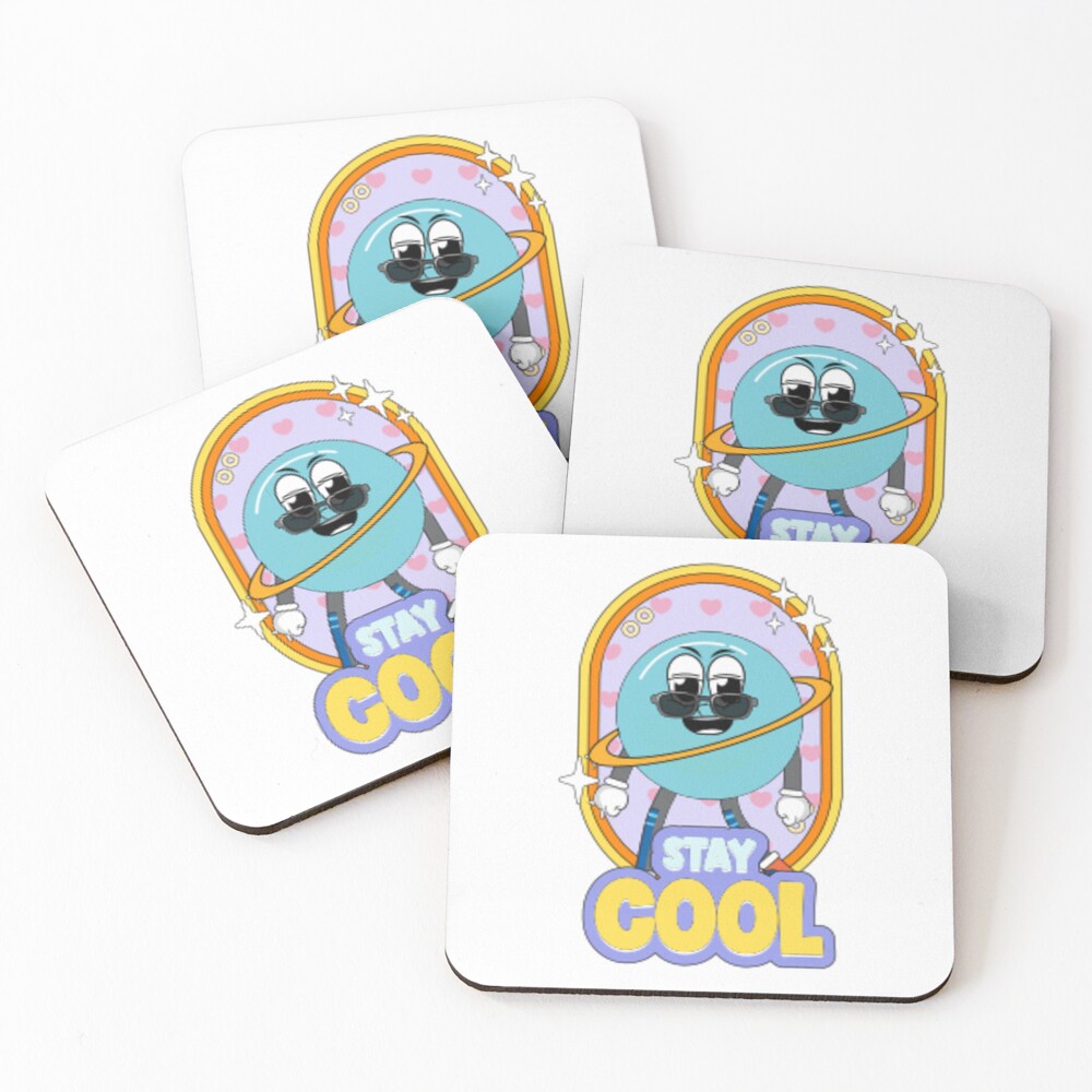 Stay Cool (Poster) Coasters (Set of 4) - cute pet design by HackerLooks
