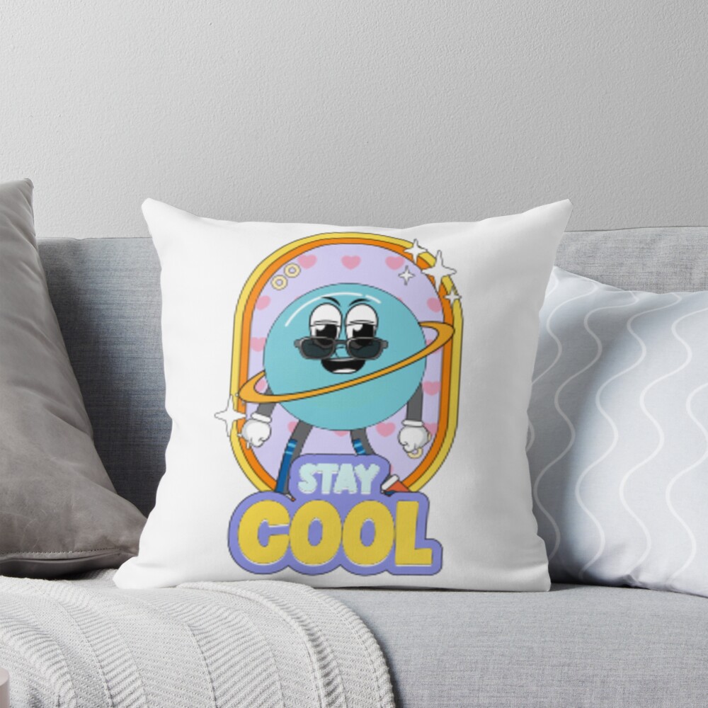 Stay Cool (Poster) Throw Pillow - cute pet design by HackerLooks