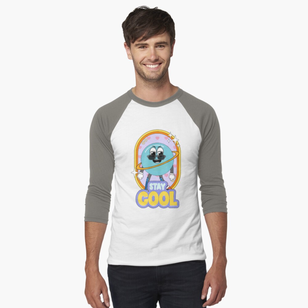 Stay Cool (Poster) Baseball ¾ Sleeve T-Shirt - cute pet design by HackerLooks