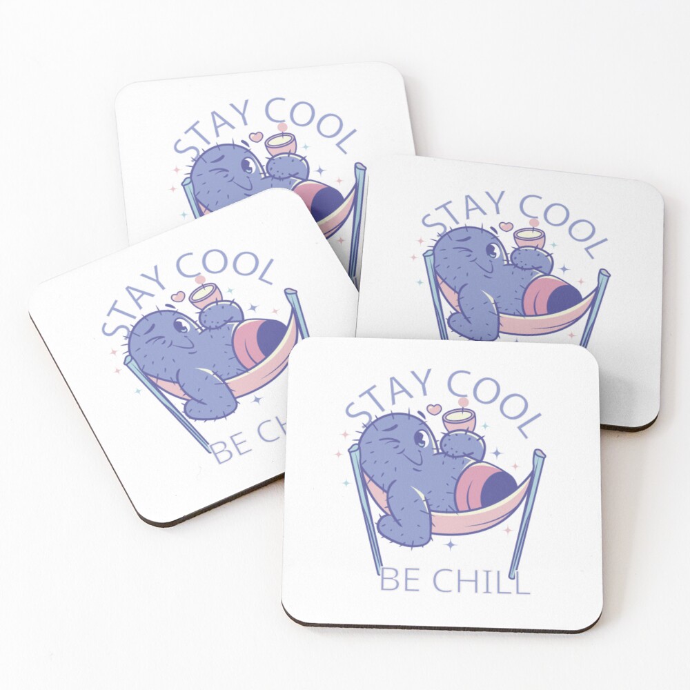 Stay Cool, Be Chill Coasters (Set of 4) - cute pet design by HackerLooks