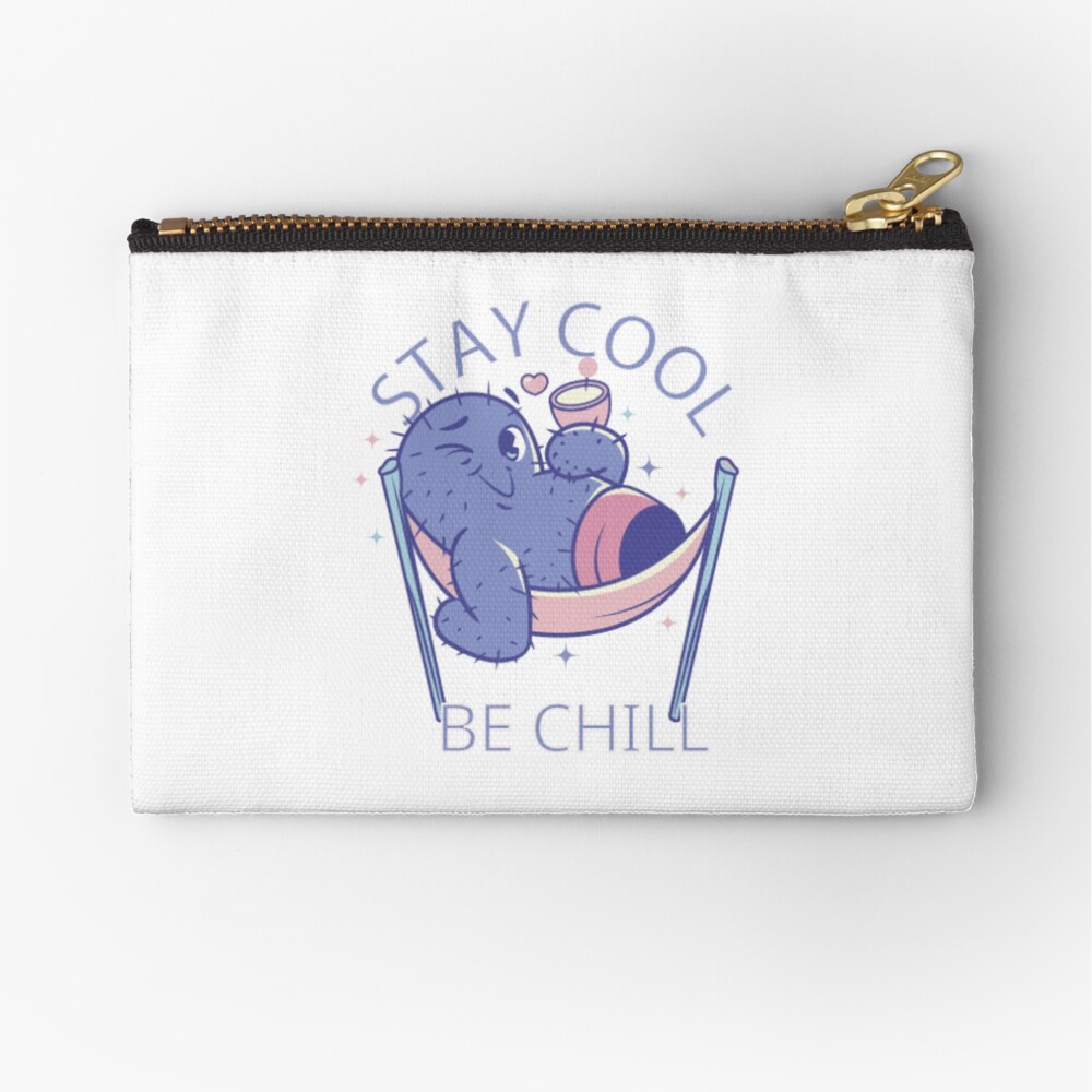 Stay Cool, Be Chill Zipper Pouch - cute pet design by HackerLooks