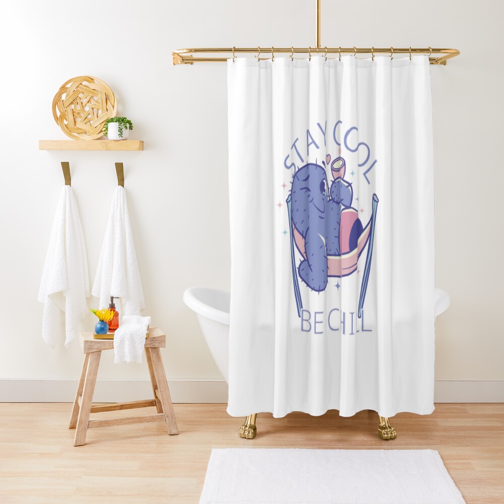 Stay Cool, Be Chill Shower Curtain - cute pet design by HackerLooks