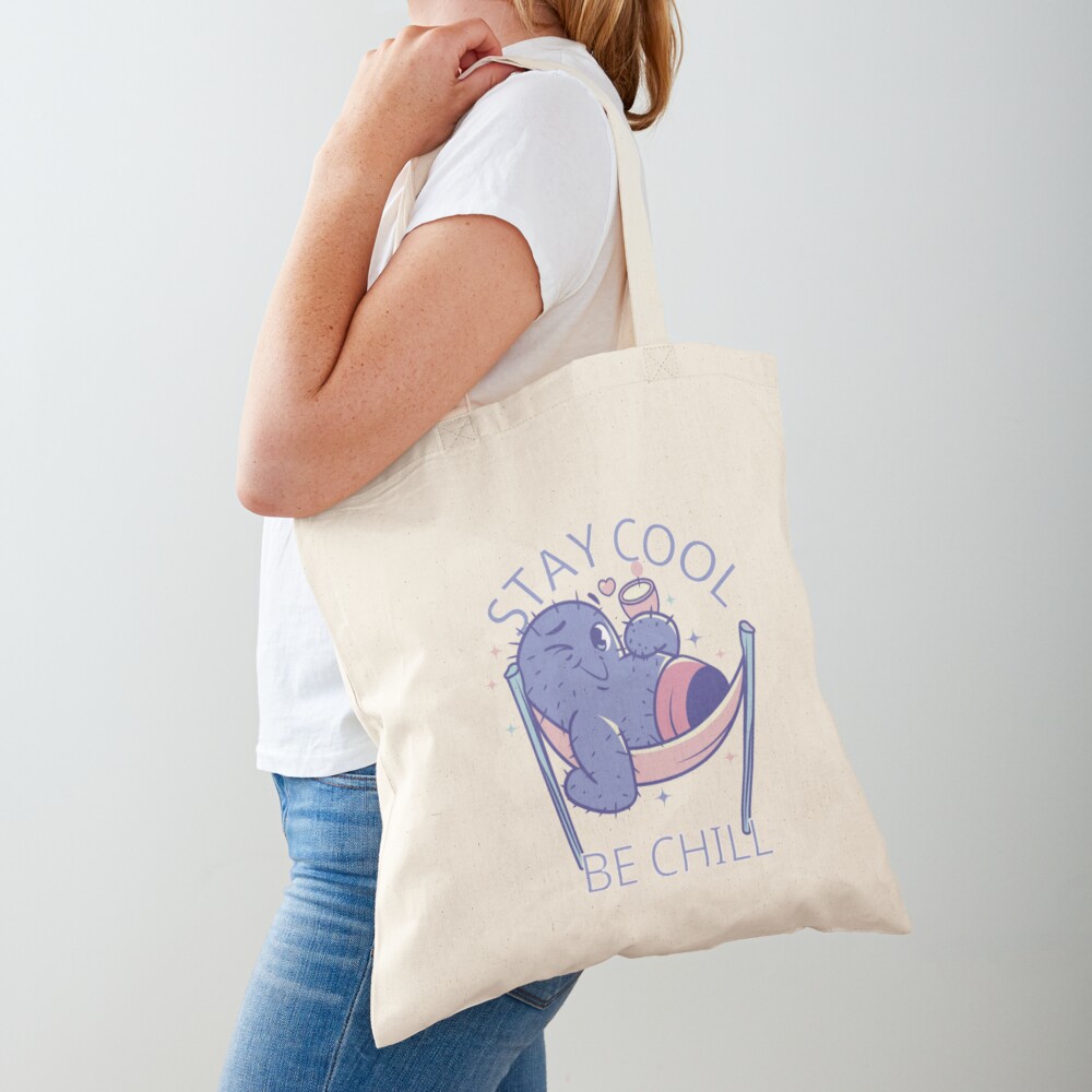 Stay Cool, Be Chill Cotton Tote Bag - cute pet design by HackerLooks