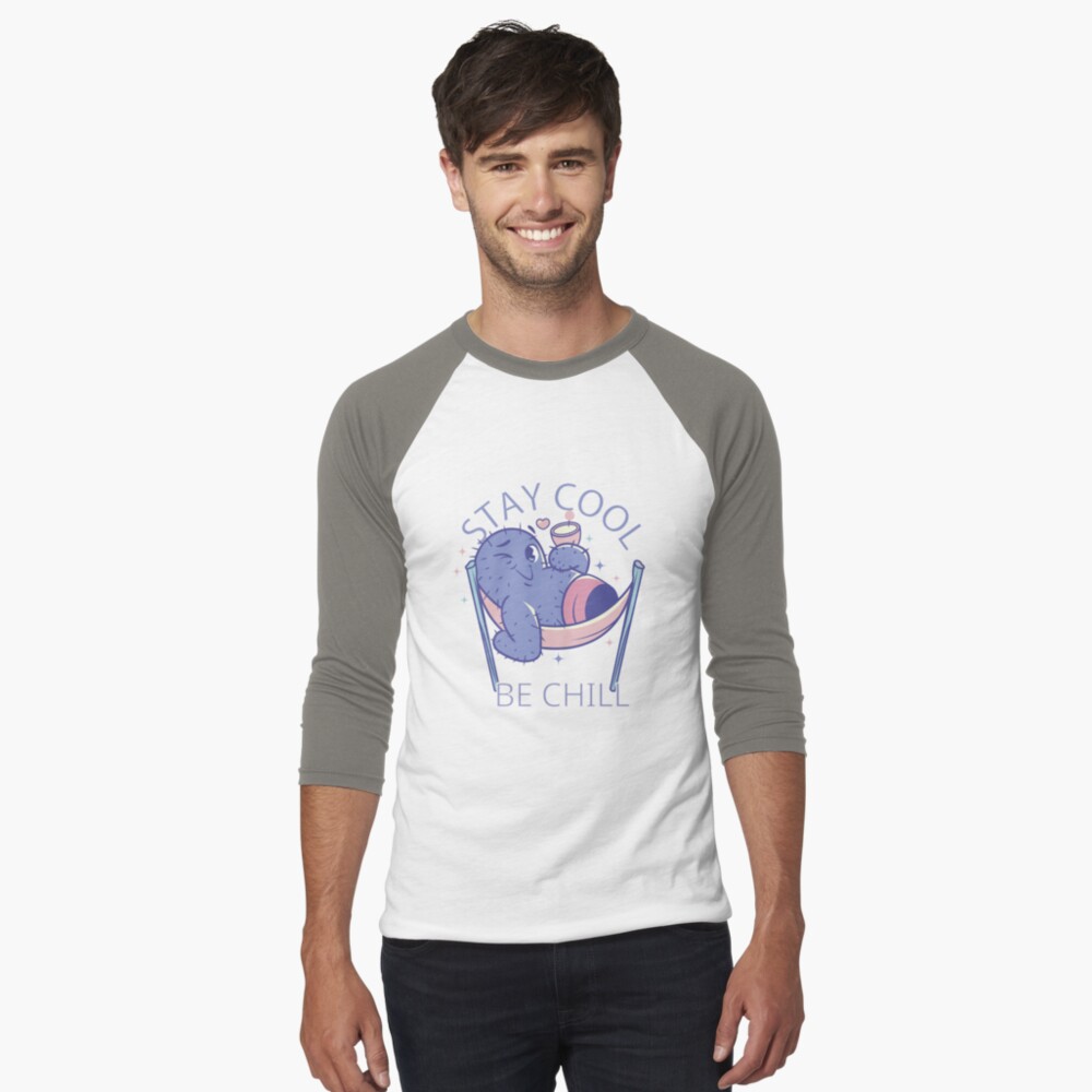 Stay Cool, Be Chill Baseball ¾ Sleeve T-Shirt - cute pet design by HackerLooks