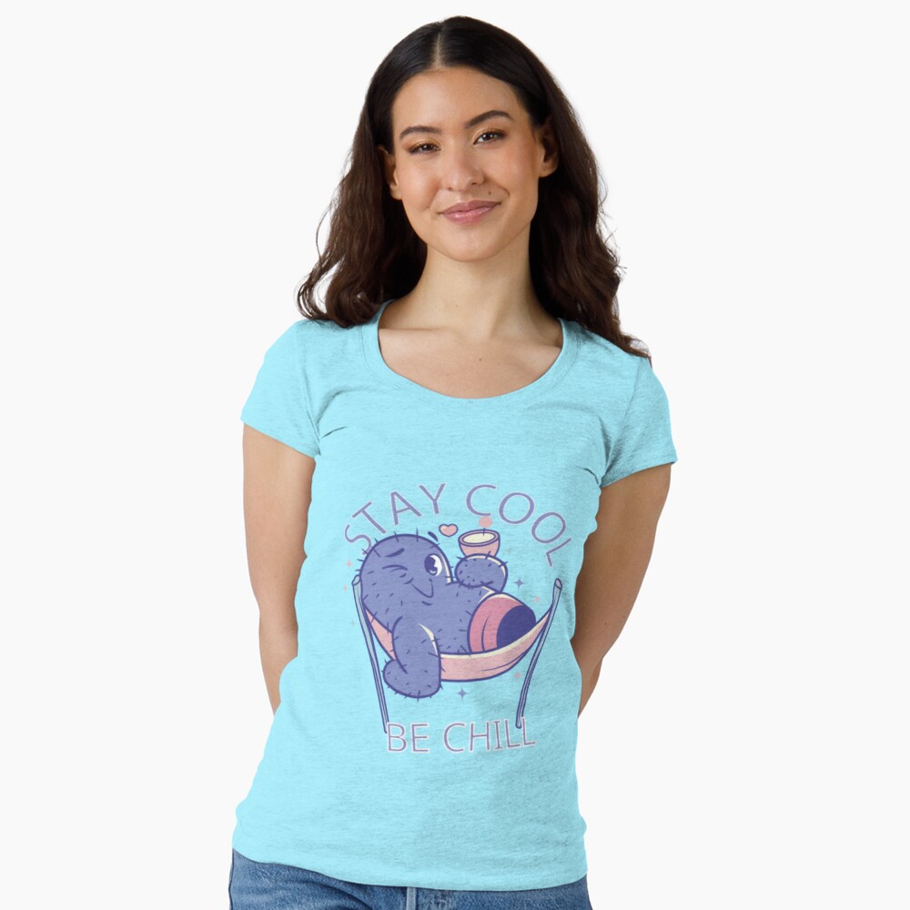 Stay Cool, Be Chill Fitted Scoop T-Shirt - cute pet design by HackerLooks
