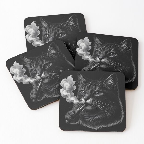 Item preview, Vape Cat – Black and White Smoke Art Illustration designed and sold by House of Taste Designs.